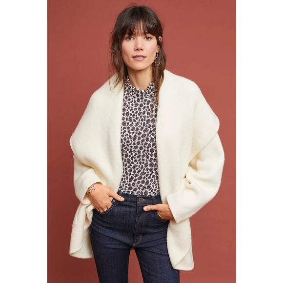 NWT Anthropologie Hygge Cardigan Sweater $198 XS/S Ivory Shawl Collar Oversized - Picture 5 of 6